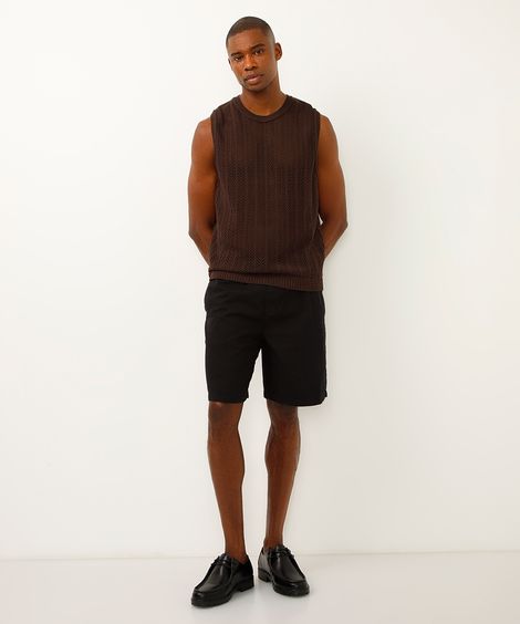 bermuda baggy de sarja cós com elástico preta