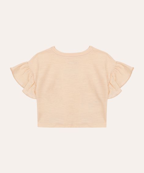 camiseta de algodão infantil babados love in bloom bege