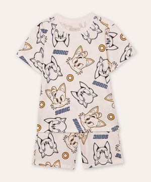 pijama curto infantil sonic off white