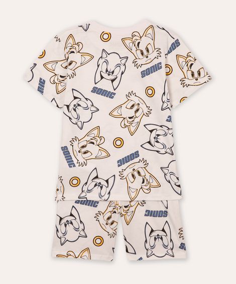 pijama curto infantil sonic off white