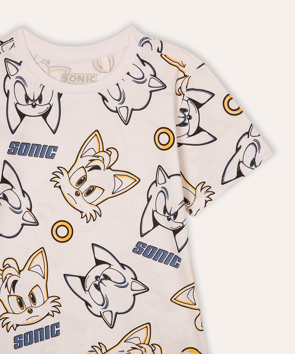 pijama curto infantil sonic off white
