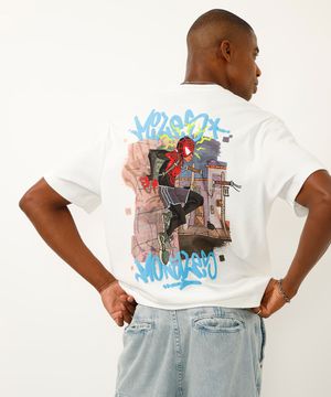 camiseta fit de algodão miles morales o poder é nosso off white