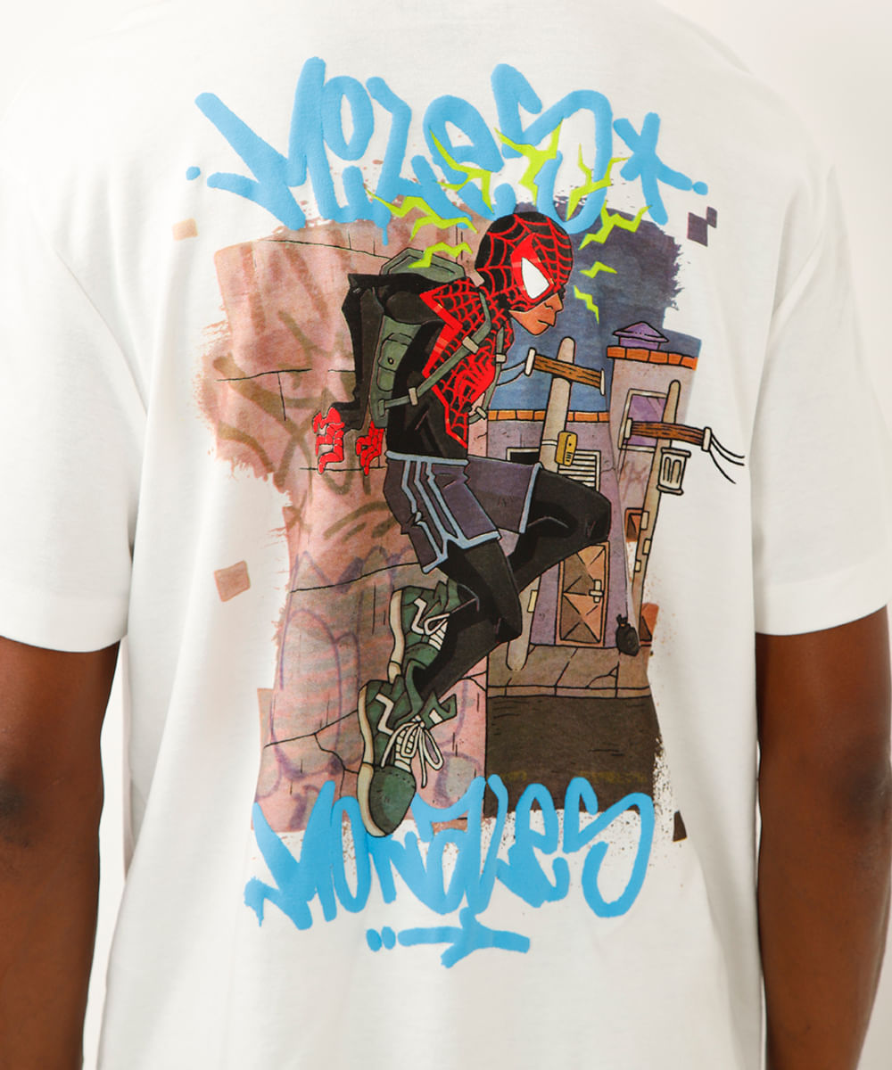 camiseta fit de algodão miles morales o poder é nosso off white