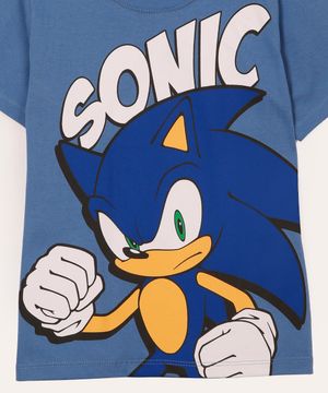 camiseta de algodão infantil com máscara sonic azul