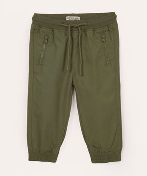 calça jogger de sarja infantil verde