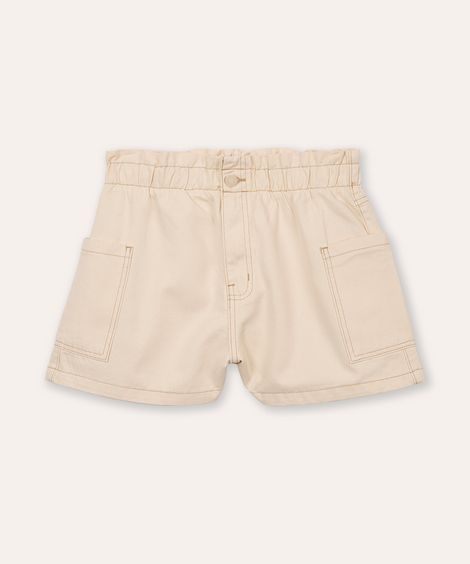 short clochard de sarja juvenil cós com elástico bege