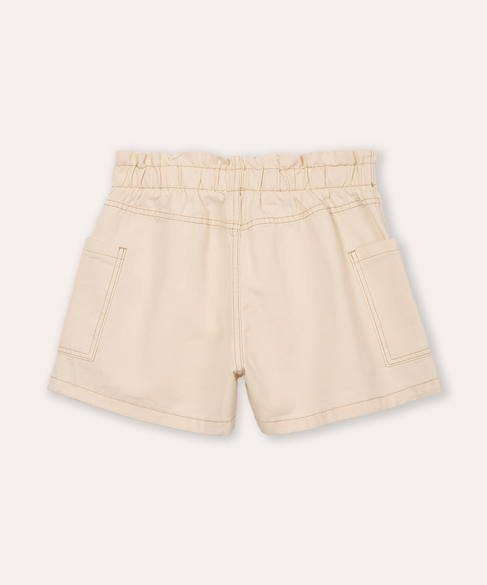 short clochard de sarja juvenil cós com elástico bege