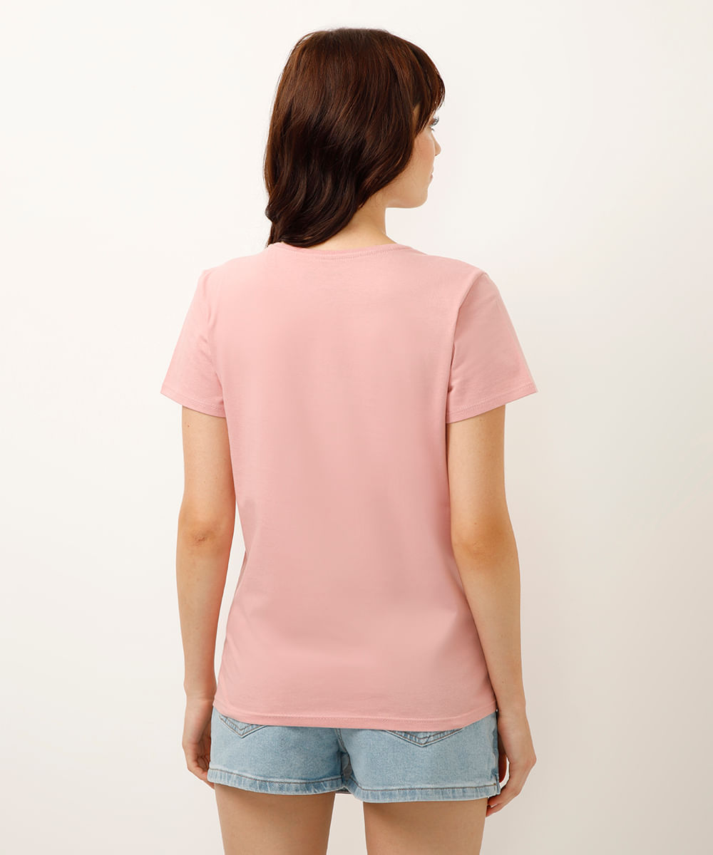 camiseta de algodão manga curta hello kitty rosa