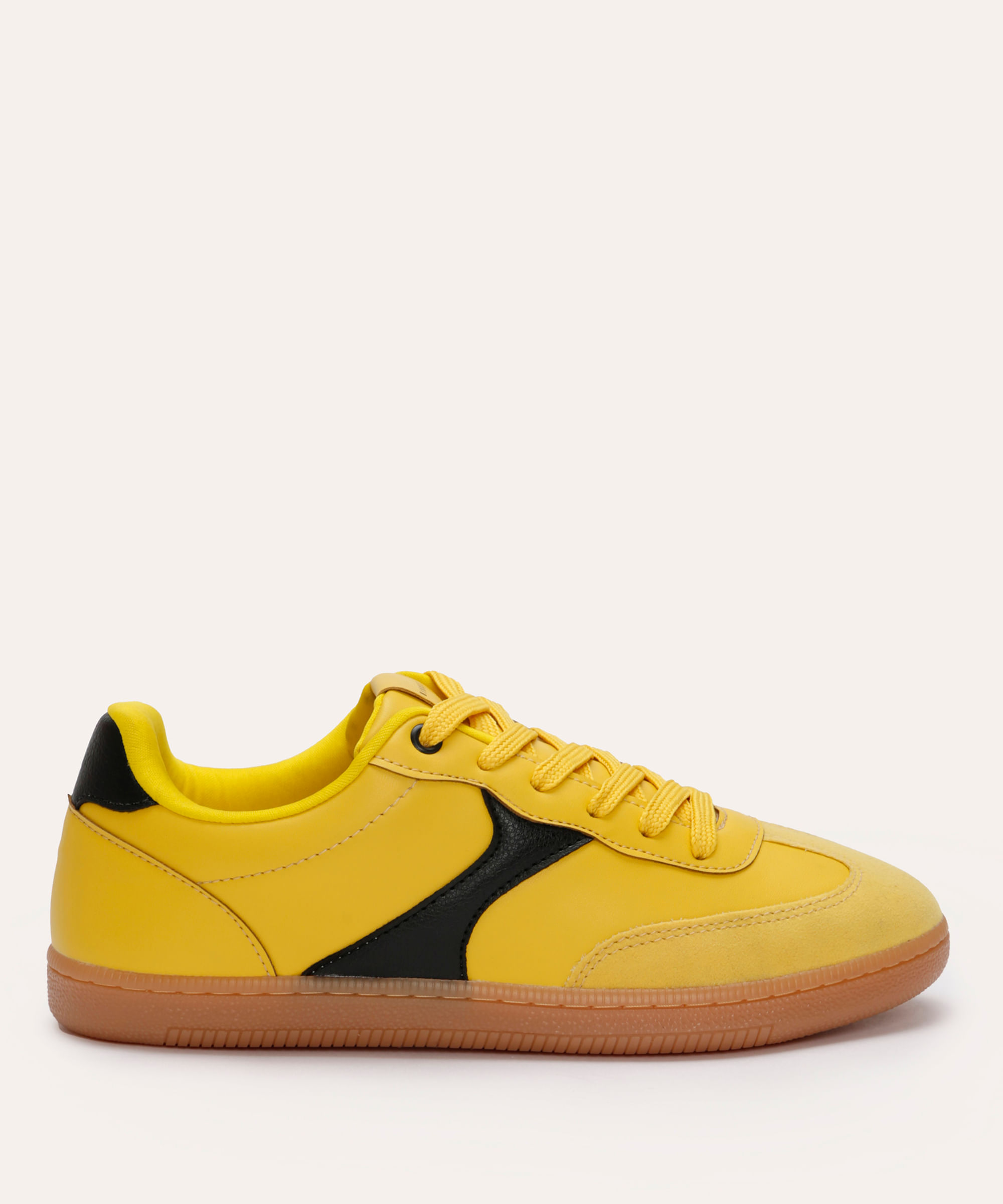tênis casual com recortes bicolor mindset amarelo