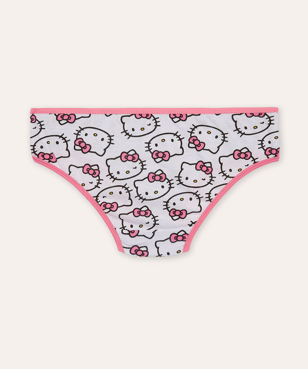 kit de 3 calcinhas de algodão infantil hello kitty colorido