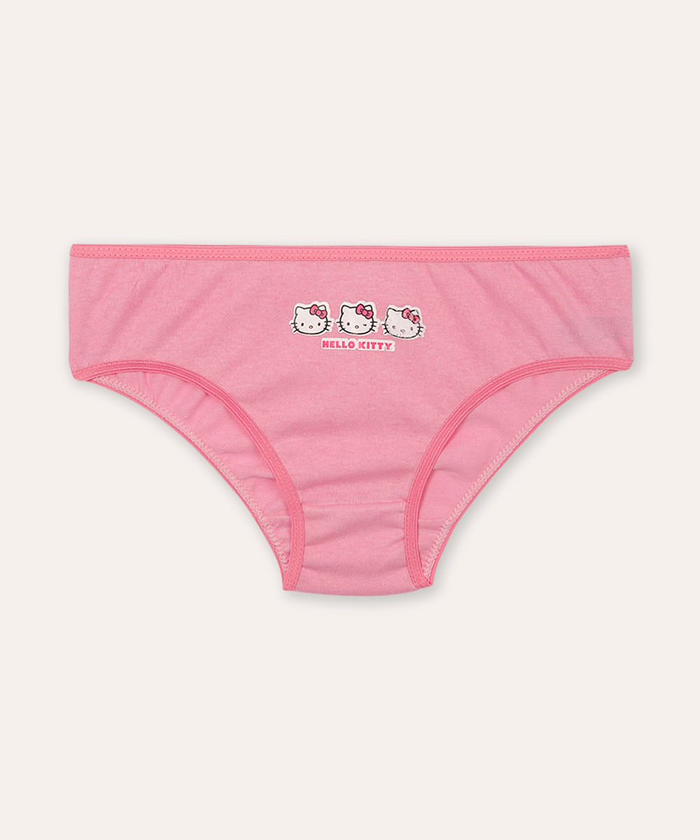 kit de 3 calcinhas de algodão infantil hello kitty colorido