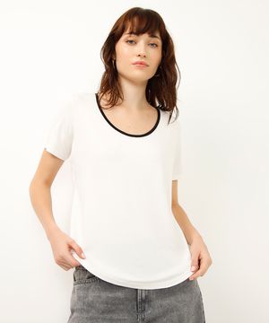 blusa de viscose decote bicolor off white