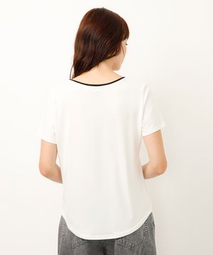 blusa de viscose decote bicolor off white