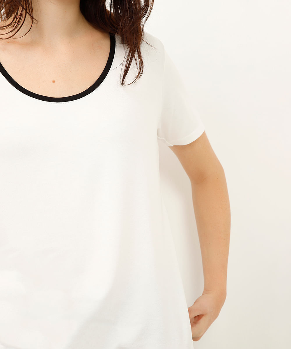 blusa de viscose decote bicolor off white