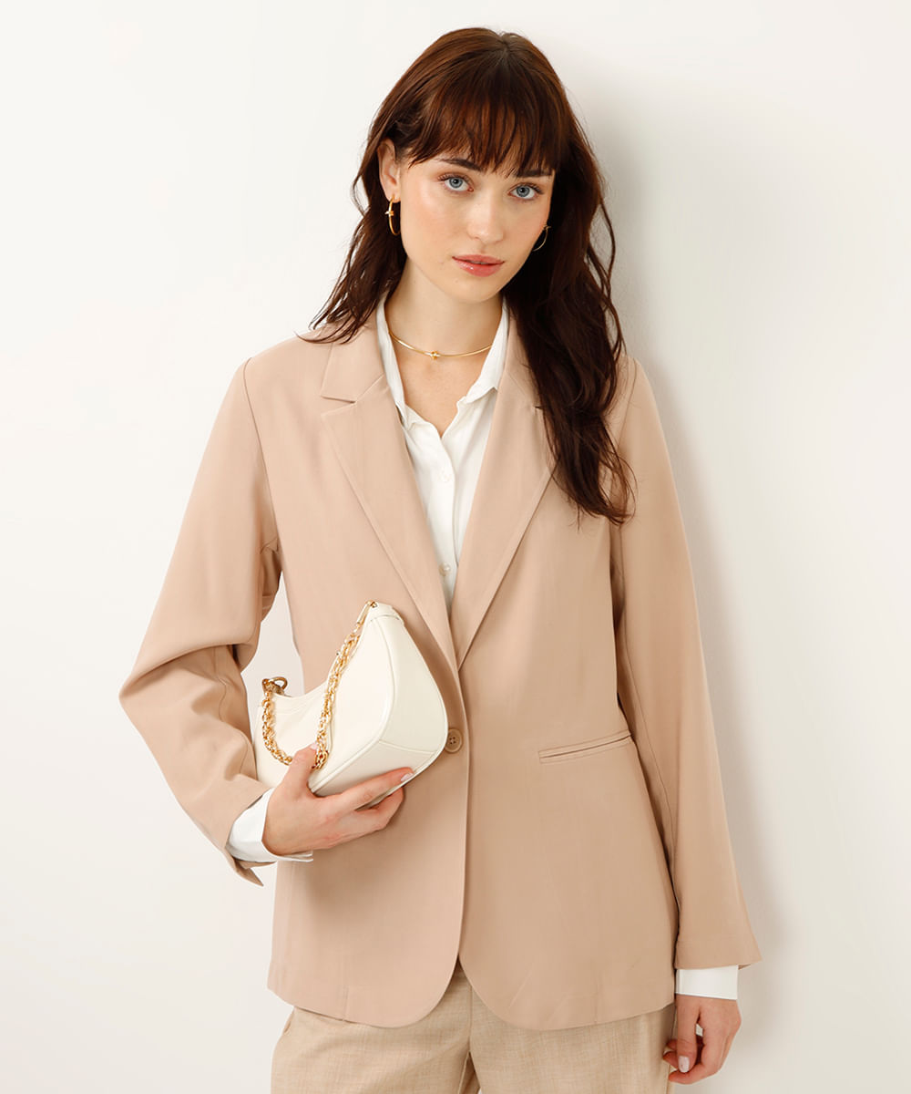 blazer de viscose alongado - bege