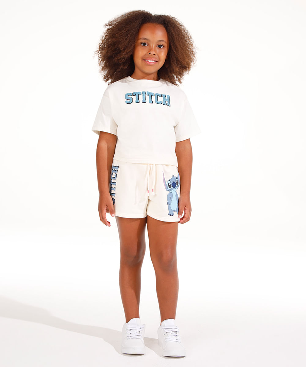 conjunto de algodão infantil stitch bege