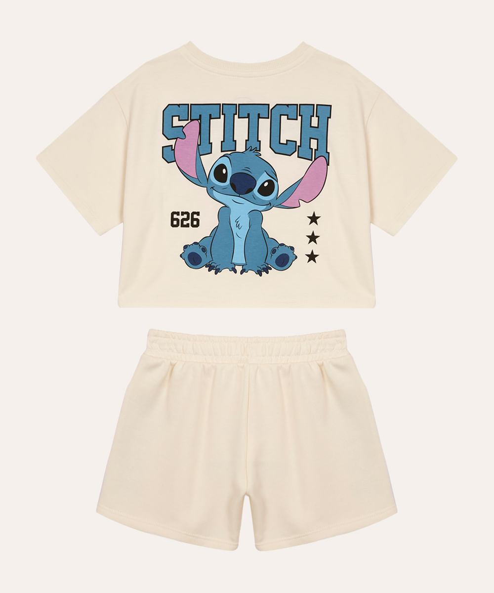 conjunto de algodão infantil stitch bege