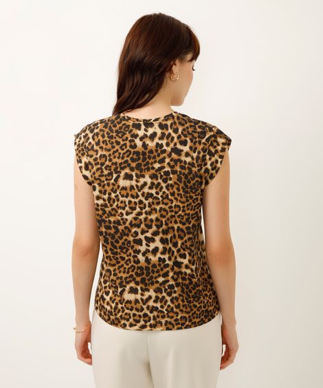 regata de algodão muscle tee animal print bege