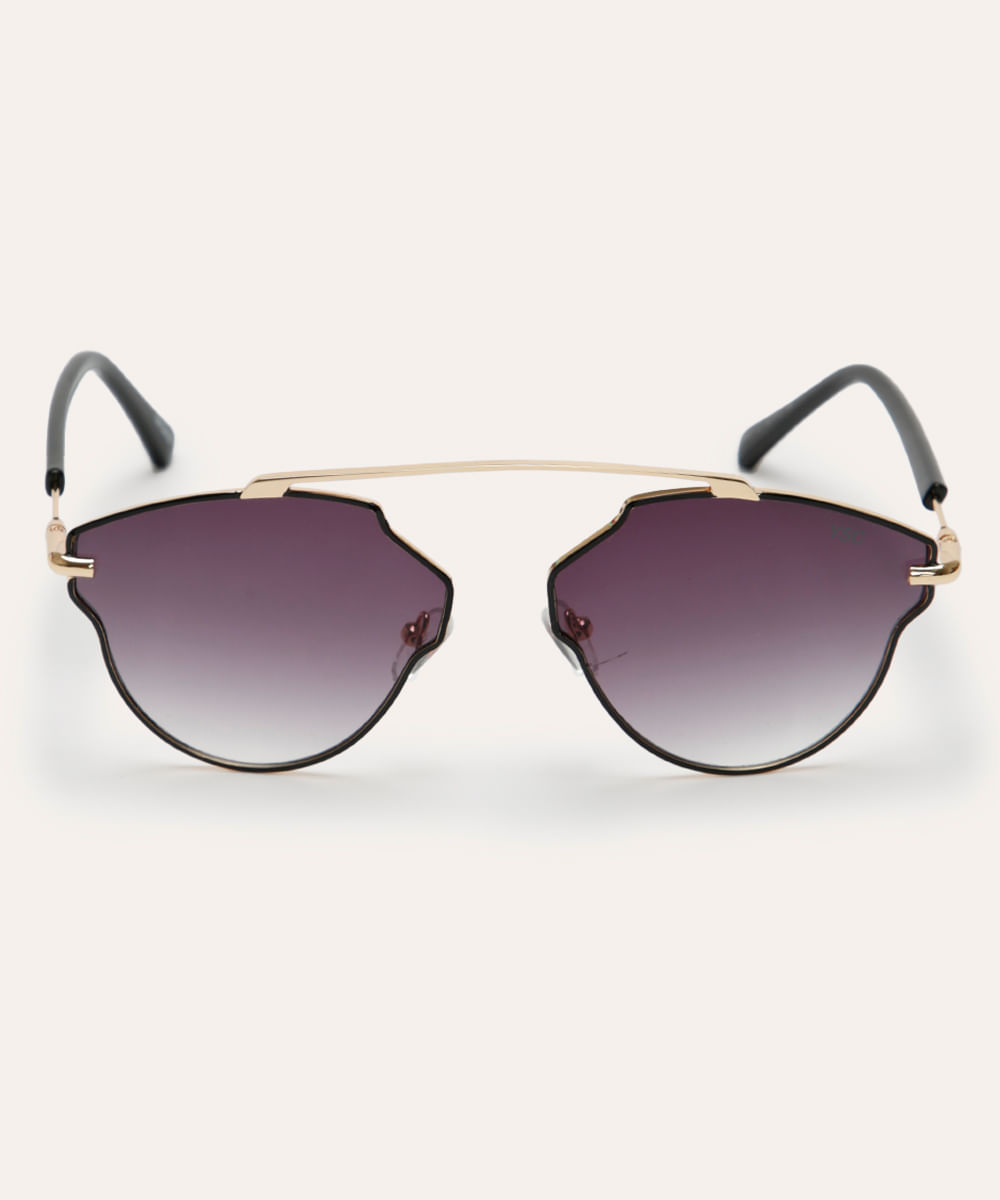 óculos de sol oval preto