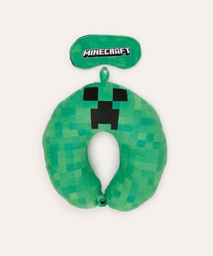 apoio de pescoço com máscara de dormir minecraft verde