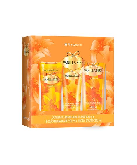 kit phyto vanilla kiss deo colônia splash - creme para as mãos - loção hidratante
