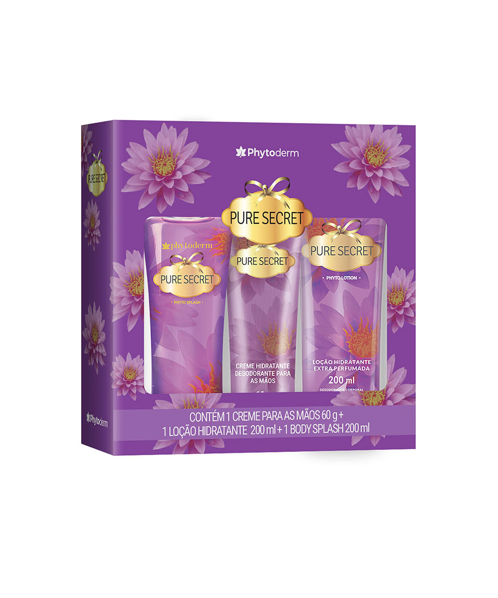 kit phyto pure secret deo colônia splash - creme para mãos e loção hidratante