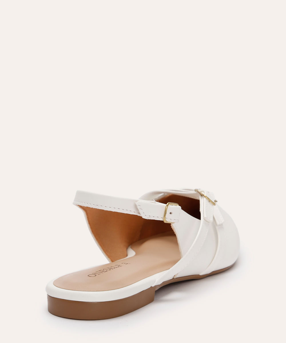sapatilha bico fino fivelas oneself branco