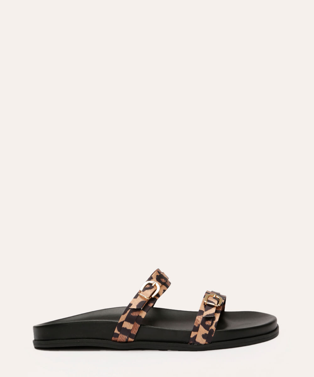rasteirinha flatform animal print oneself bege