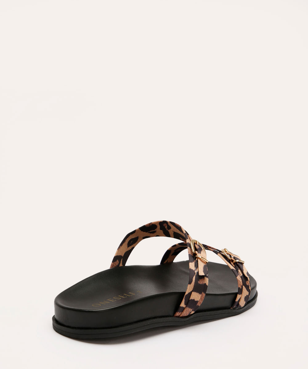 rasteirinha flatform animal print oneself bege