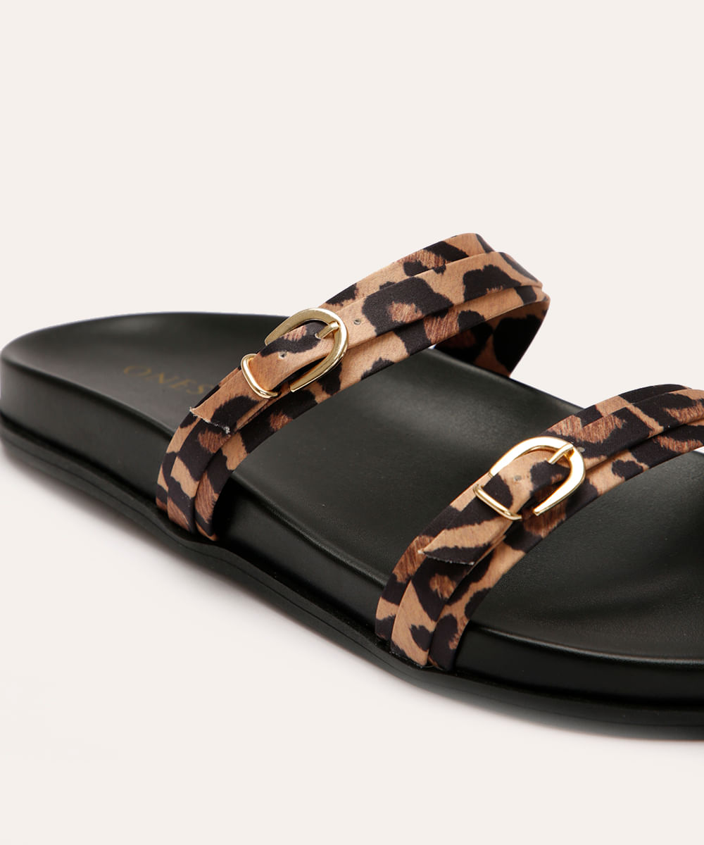 rasteirinha flatform animal print oneself bege