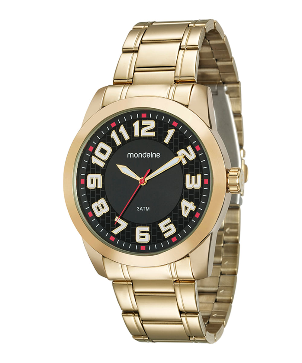 relógio mondaine 99130gpmvde3kf analógico dourado