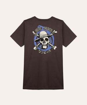 camiseta de algodão juvenil one piece cinza