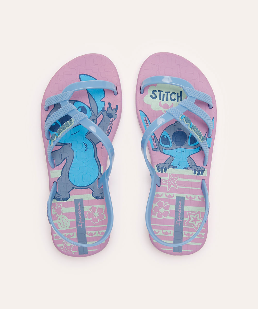rasteirinha infantil calce fácil stitch lilás