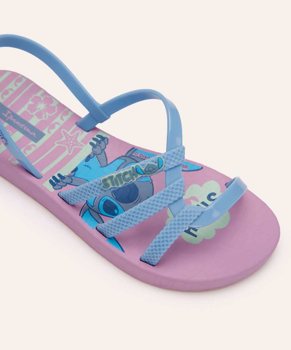 rasteirinha infantil calce fácil stitch lilás
