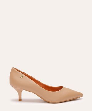 Scarpin Feminino Bico Fino Salto Médio Vizzano Bege