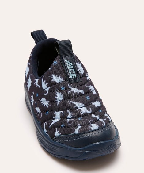 tênis infantil calce fácil dinossauro azul