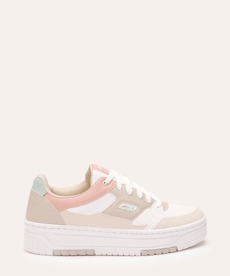 tênis casual flatform com recortes colorido