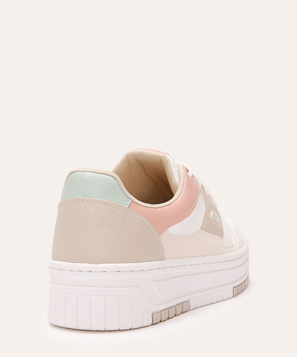 tênis casual flatform com recortes colorido
