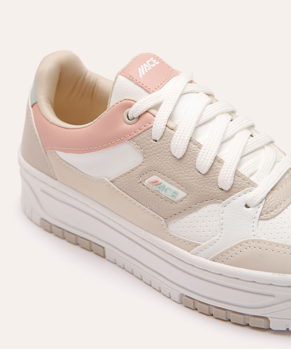 tênis casual flatform com recortes colorido