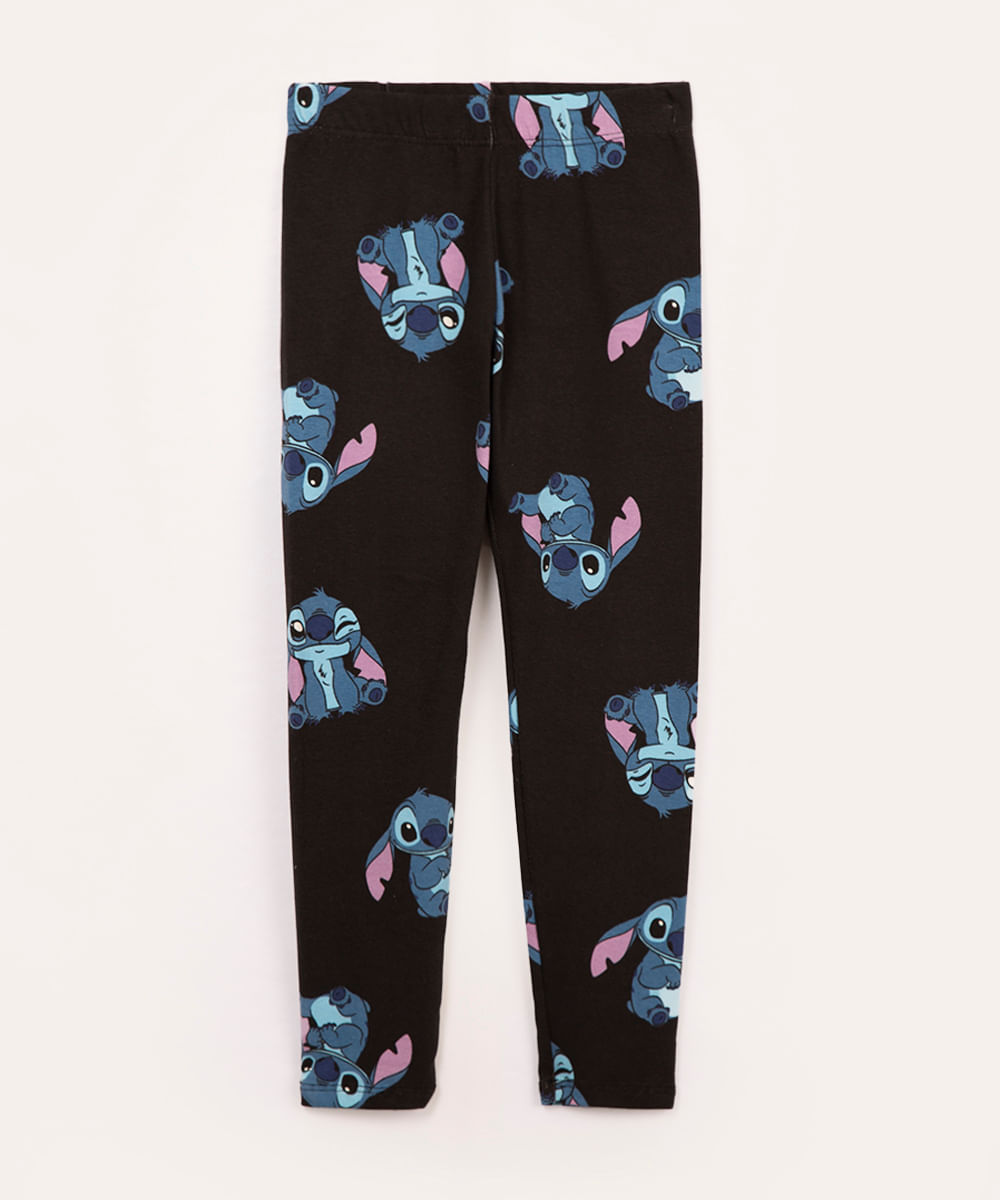 calça legging de algodão infantil stitch preto