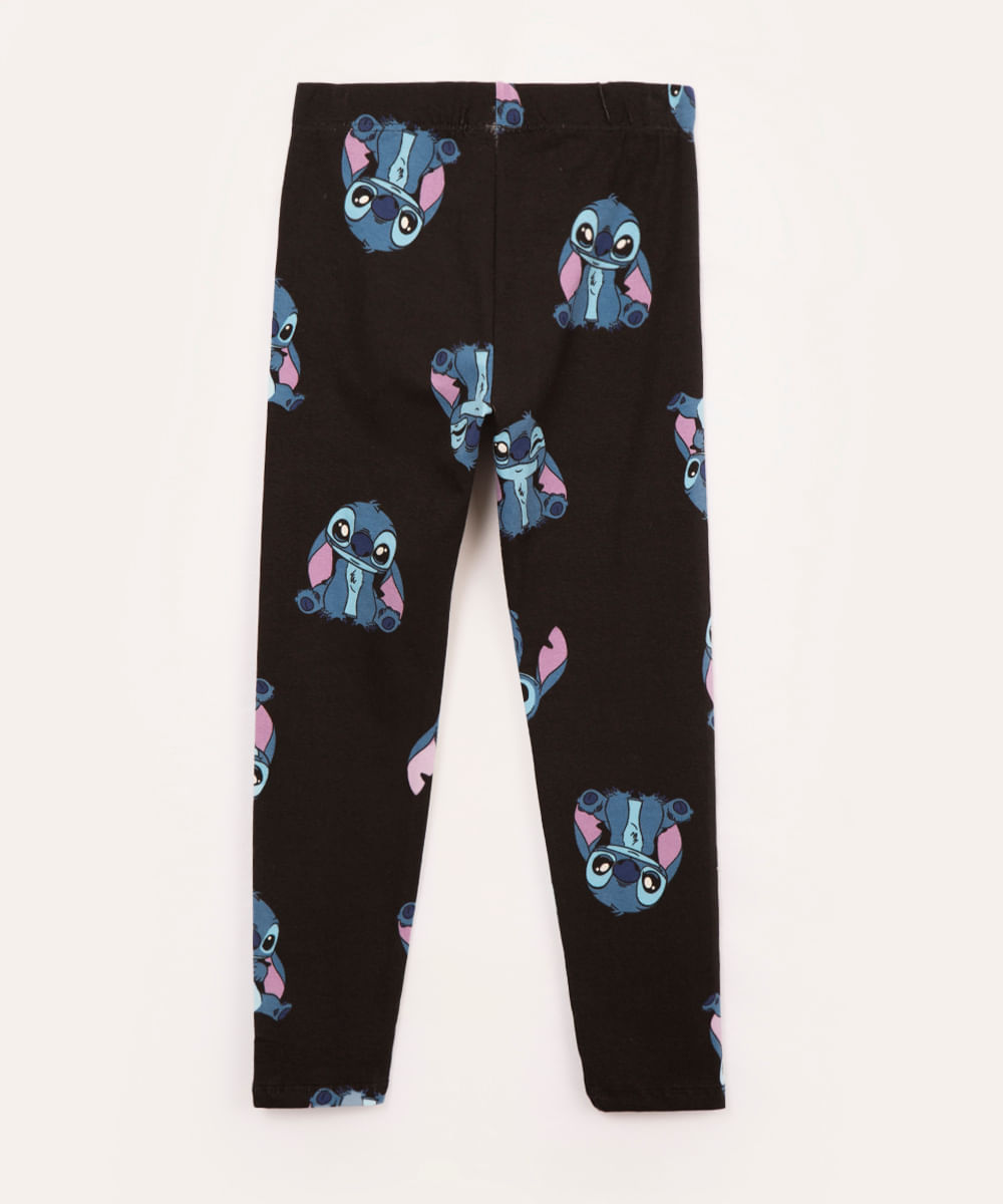 calça legging de algodão infantil stitch preto