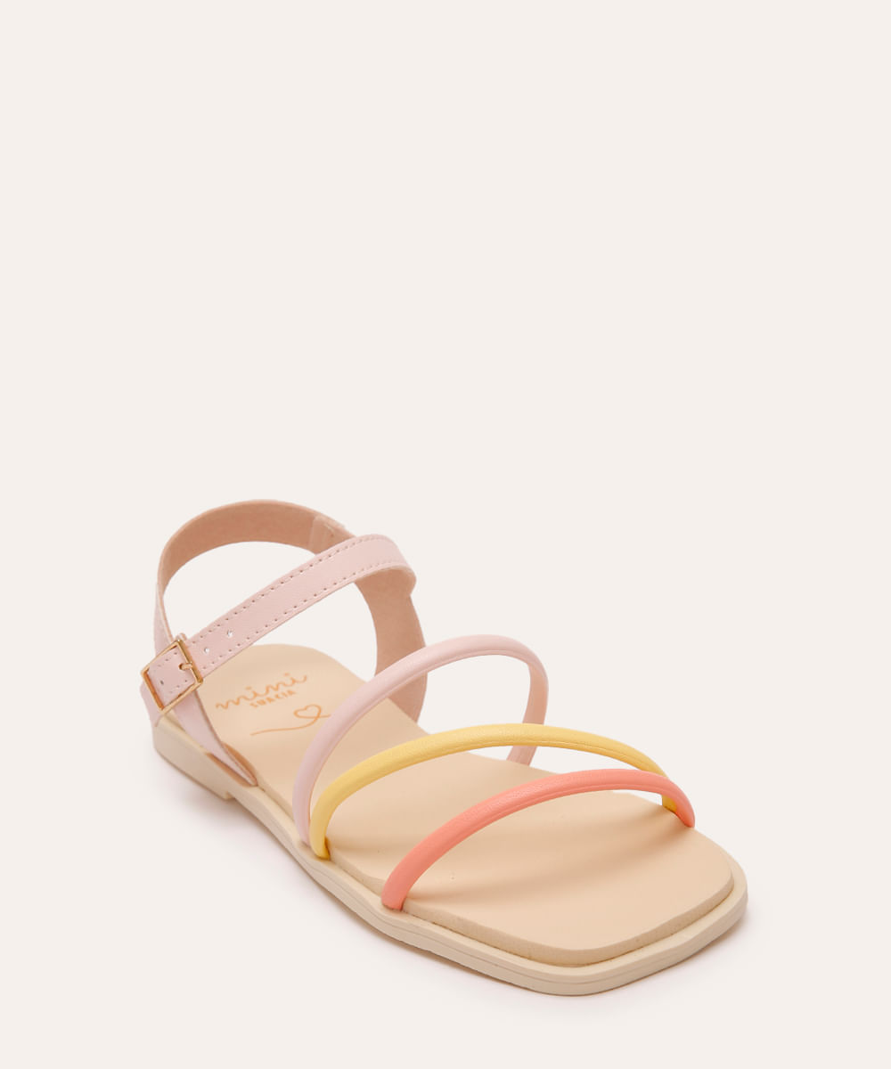 sandália infantil com tiras mini sua cia rosa