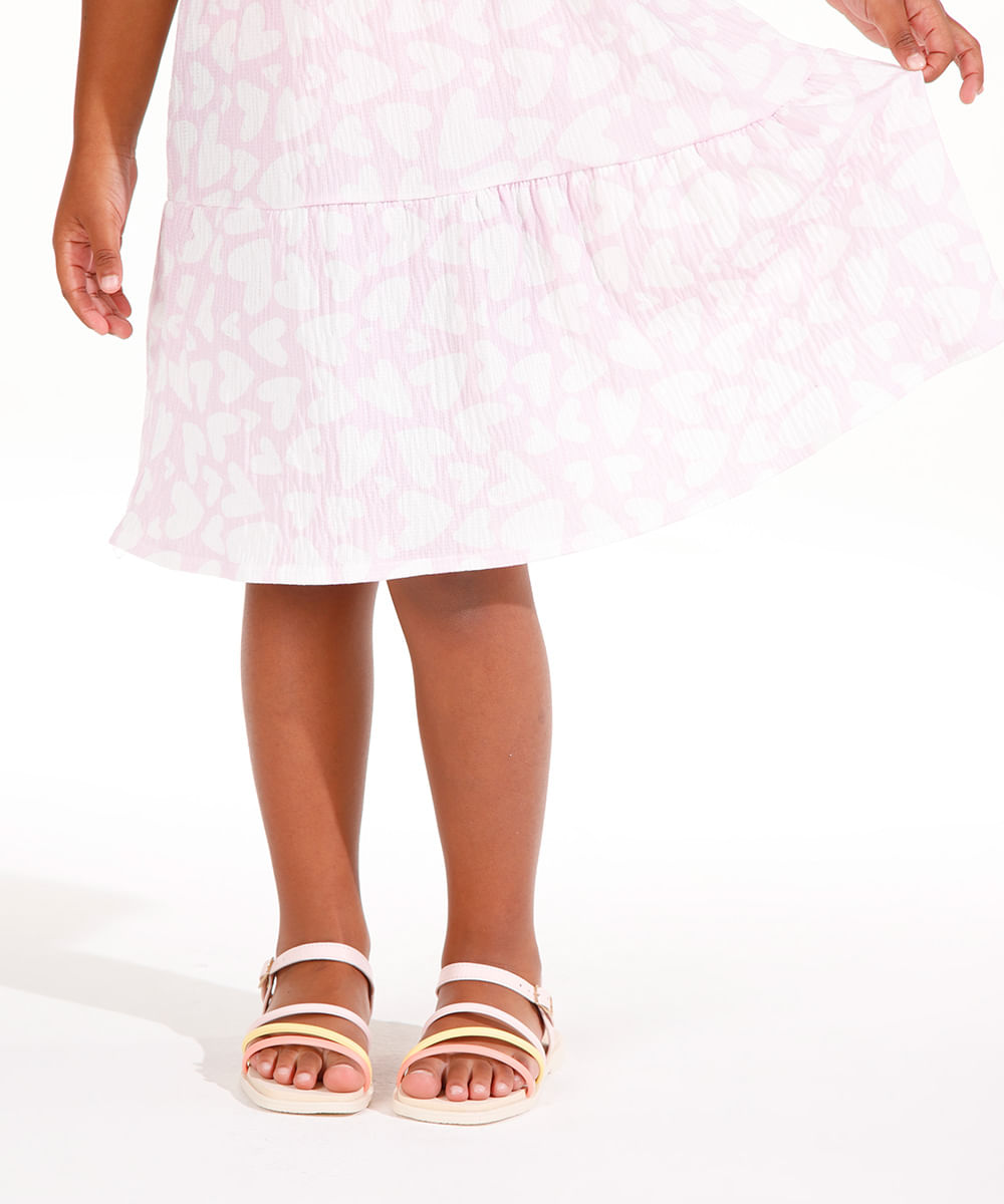 sandália infantil com tiras mini sua cia rosa