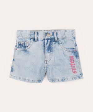 short jeans infantil stitch azul