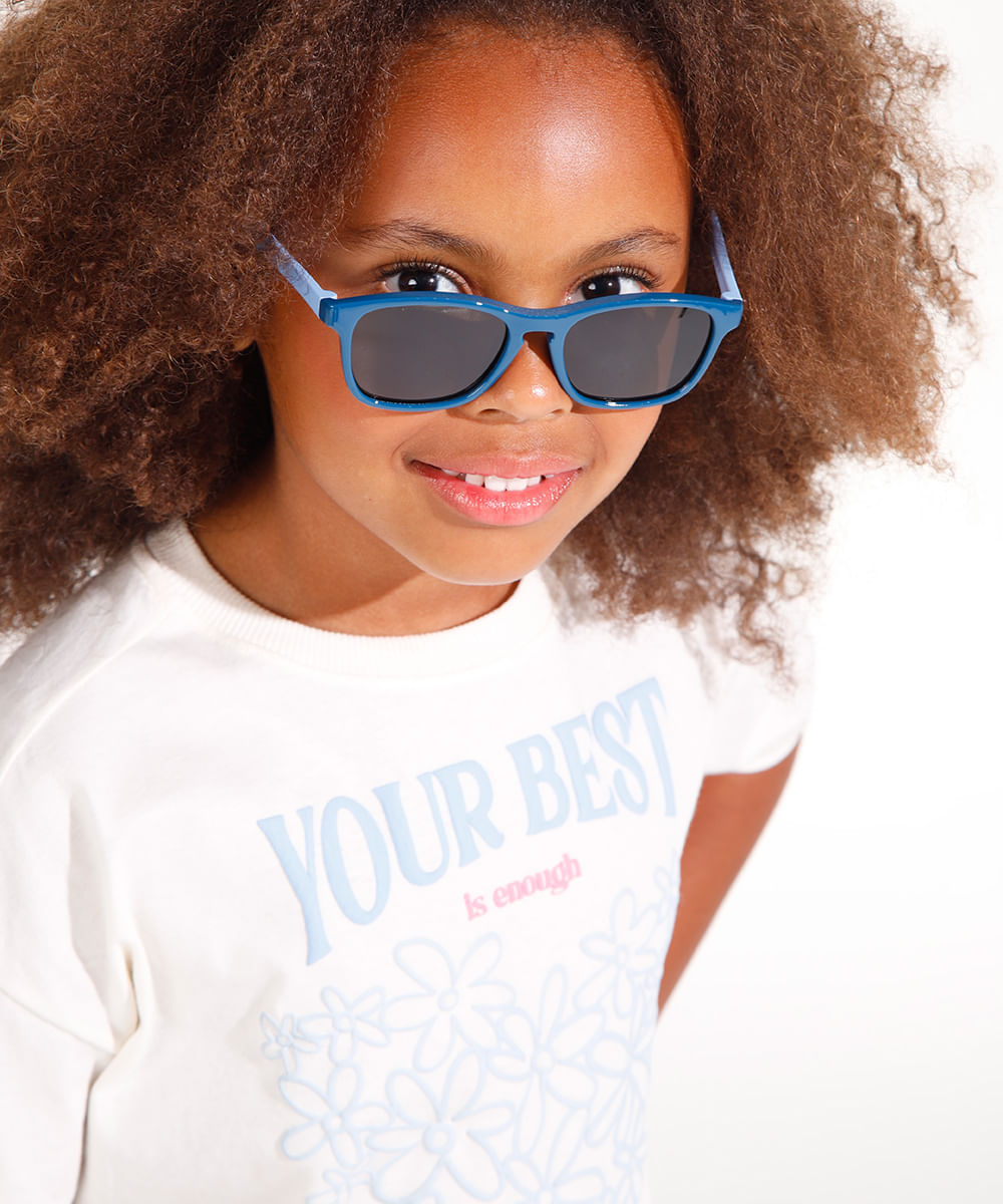 óculos de sol infantil quadrado com proteção uv azul marinho