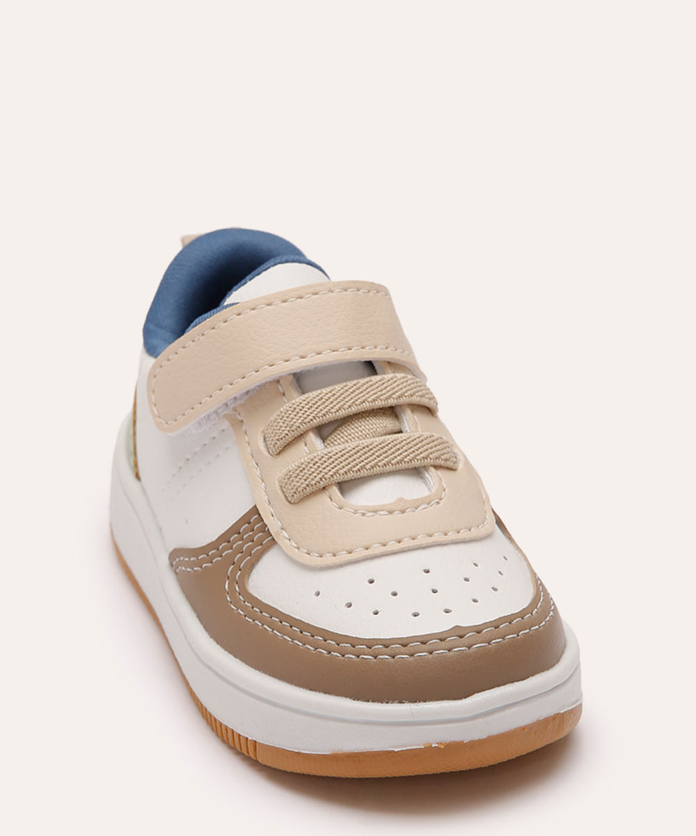 tênis casual infantil com velcro ace branco