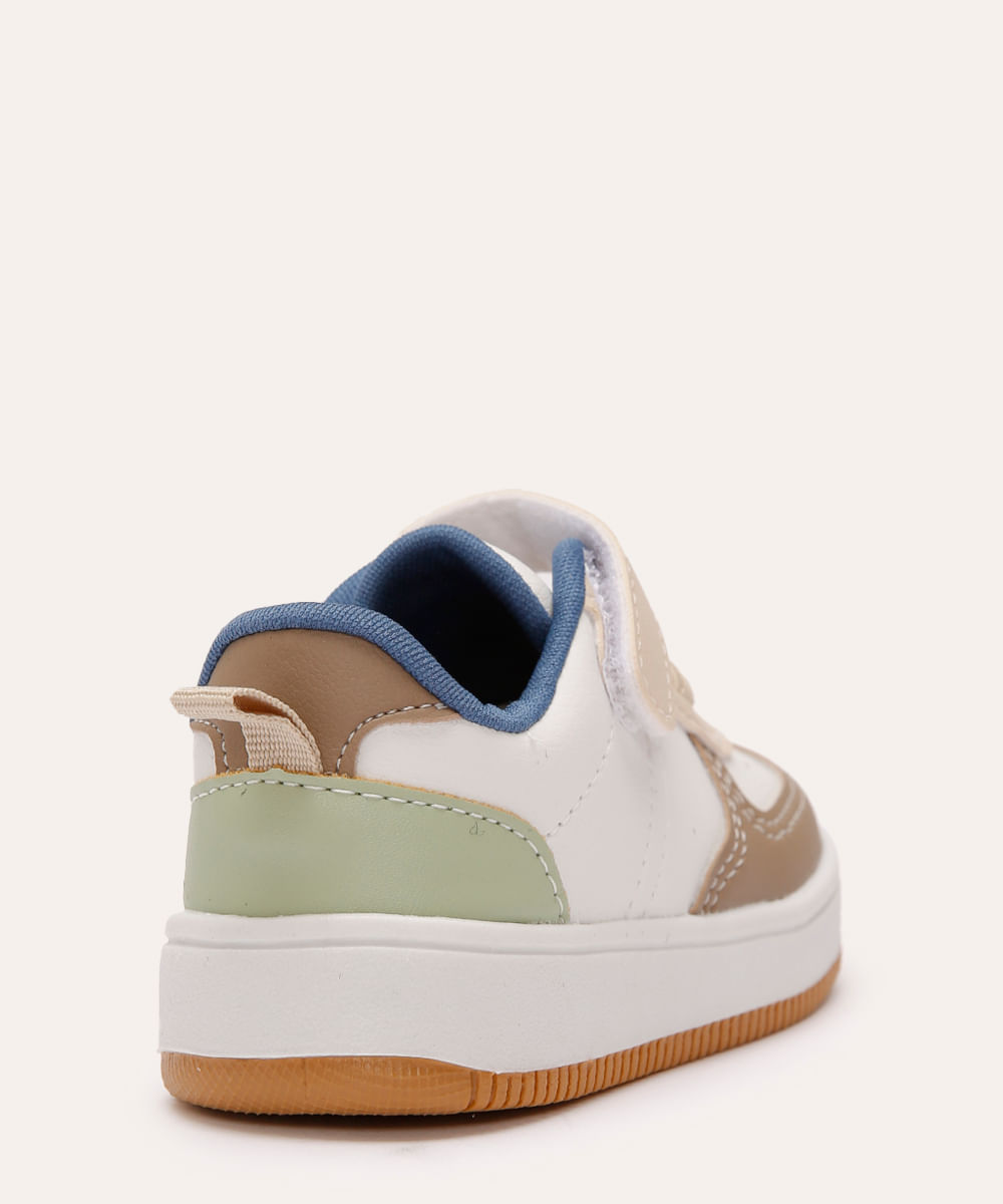 tênis casual infantil com velcro ace branco