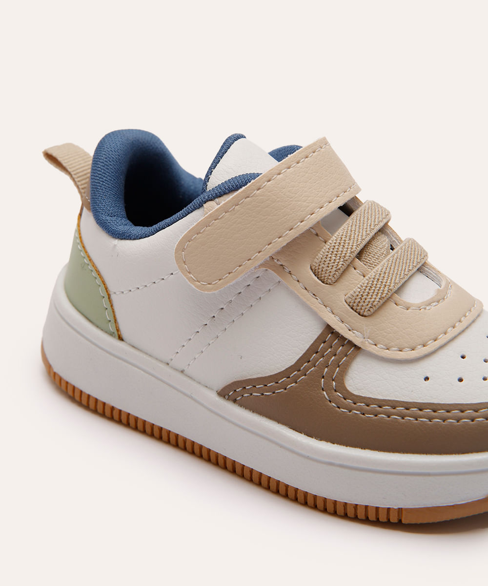 tênis casual infantil com velcro ace branco