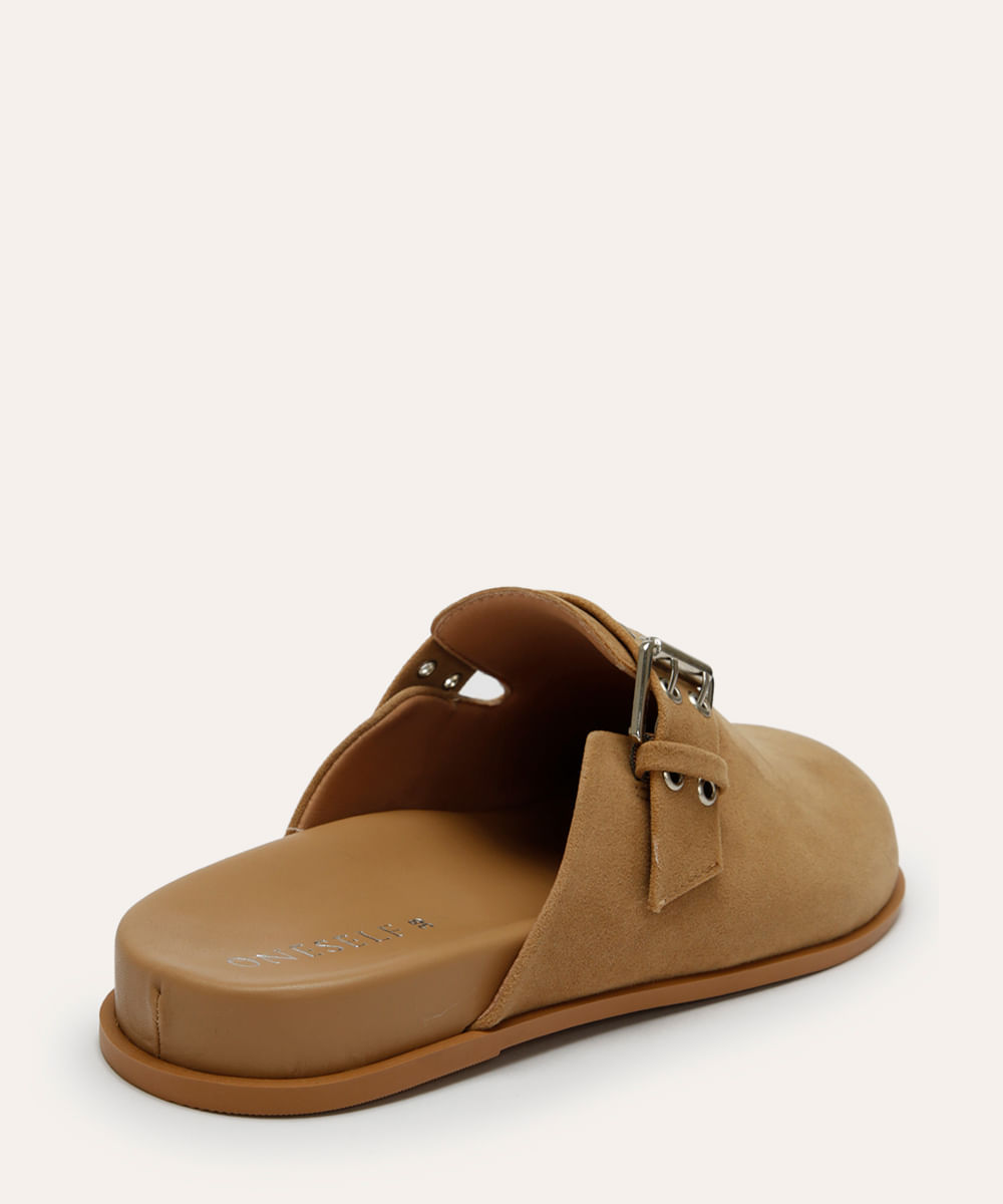 mule clog com fivela oneself bege