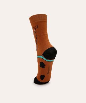 Meia Masculina Cano Alto Divertida Scooby-Doo Marrom